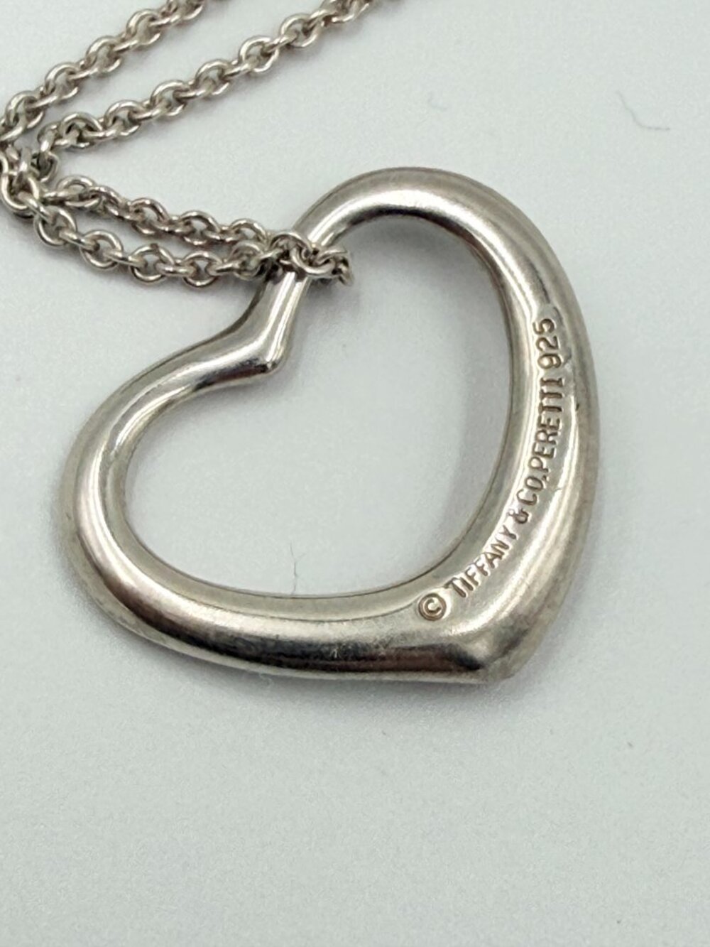Authentic Tiffany & Co 925 Silver Large (22mm) Open Heart Necklace - Picture 4 of 8
